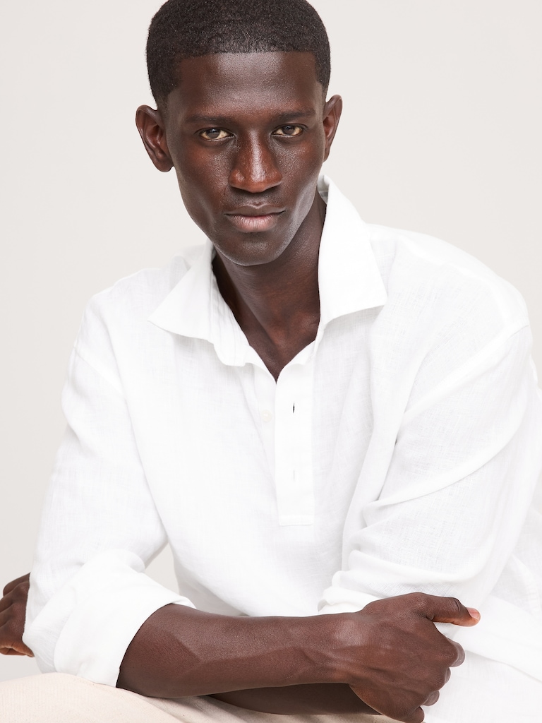 Relaxed-Fit Linen Popover Shirt