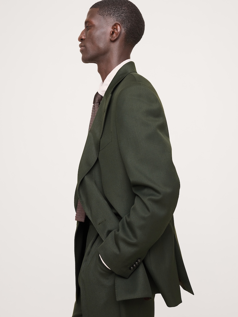 Relaxed Green Twill Suit Jacket