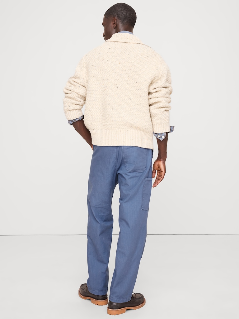 Herringbone Cotton Pull-On Utility Pant
