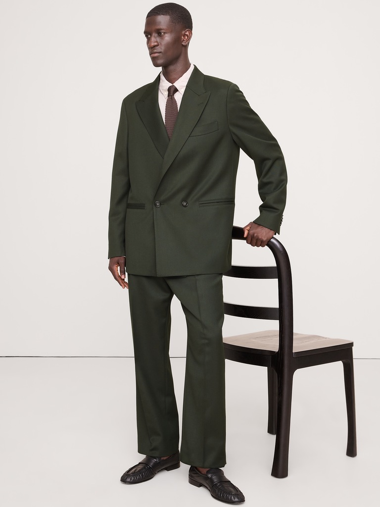 Relaxed Green Twill Suit Jacket