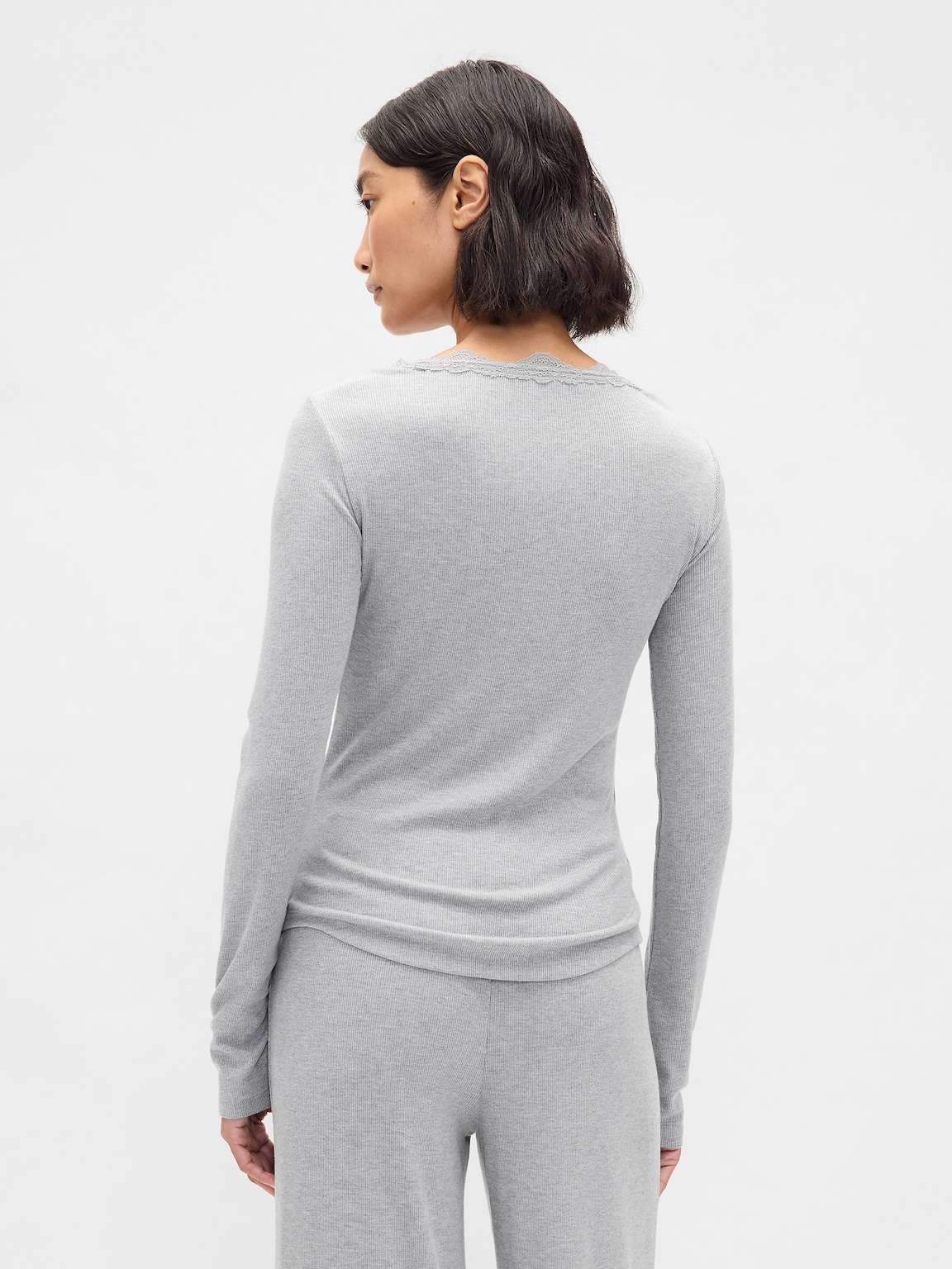 Mini Rib Lace-Trim PJ Top