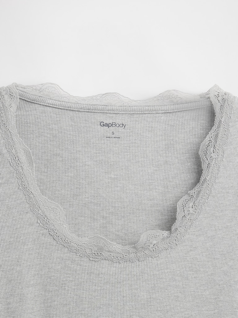 Mini Rib Lace-Trim PJ Top