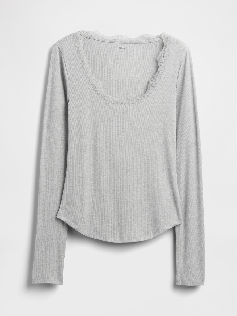 Mini Rib Lace-Trim PJ Top
