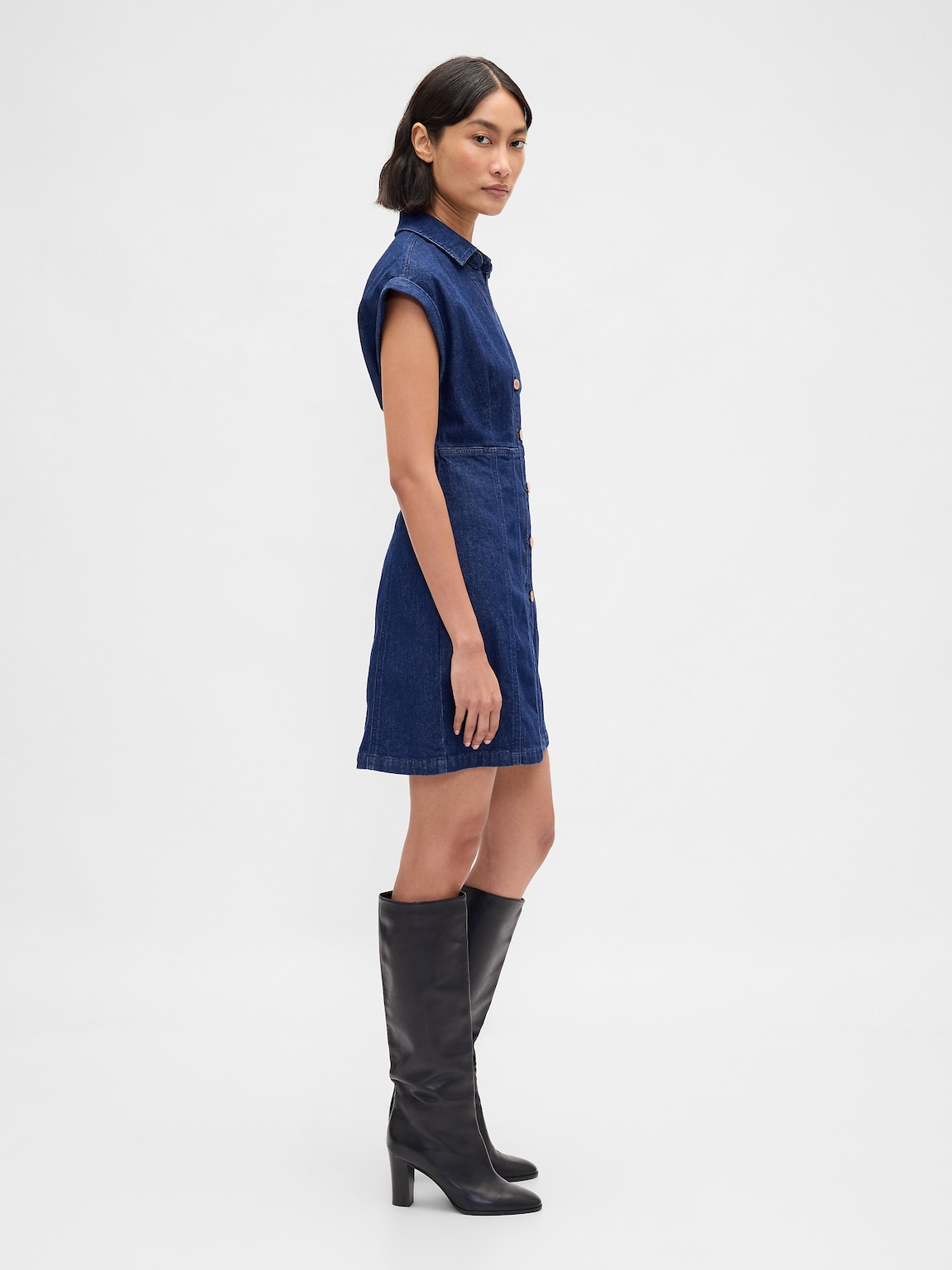 Denim Seamed Mini Dress