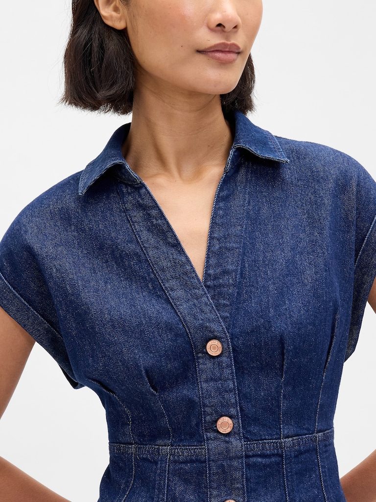 Denim Seamed Mini Dress