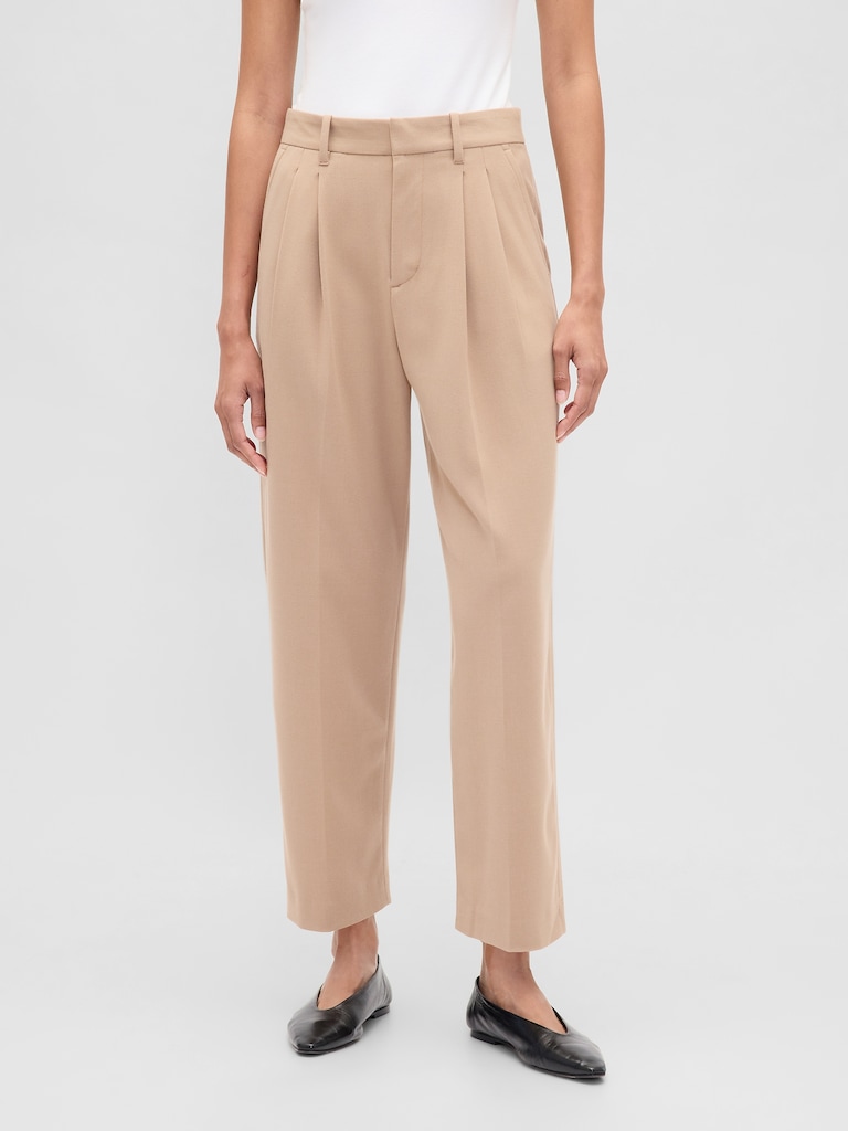 365 High Rise Brushed Twill Taper Ankle Trousers