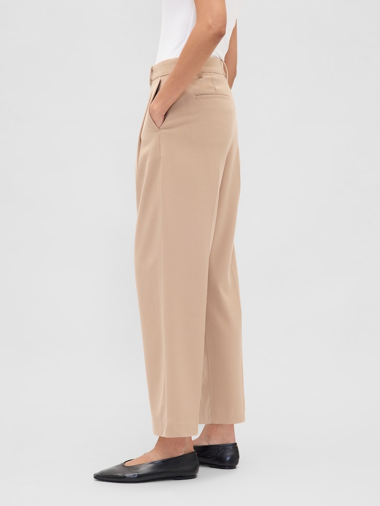 365 High Rise Brushed Twill Taper Ankle Trousers