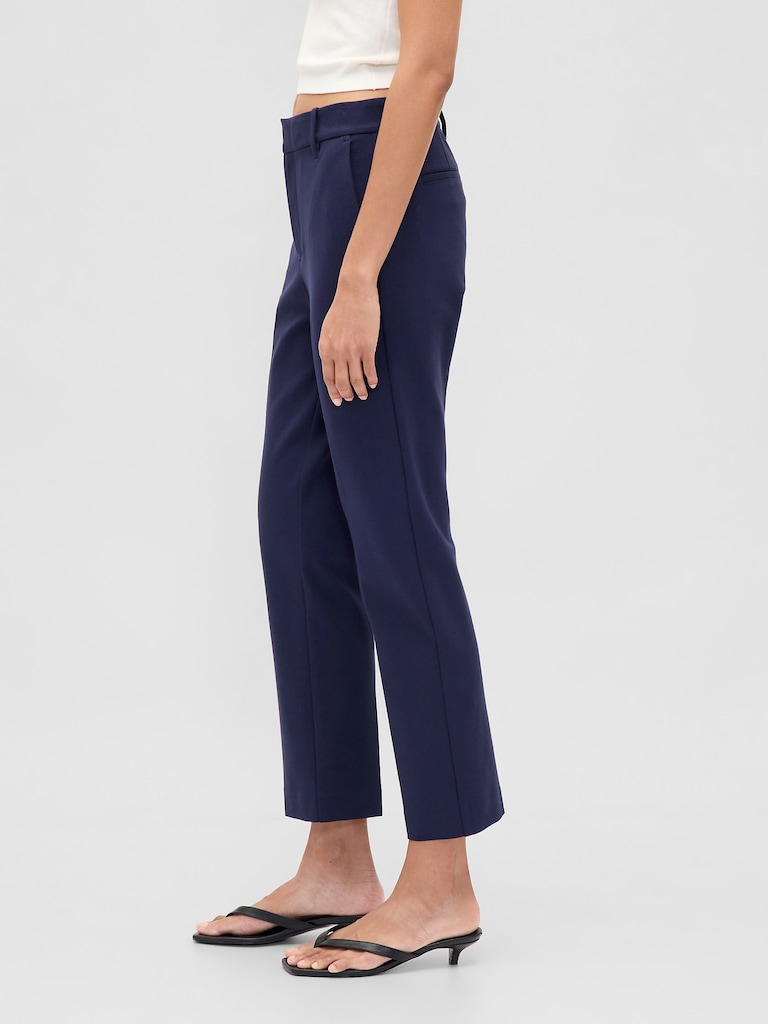 High Rise Double Knit Slim Crop Pants