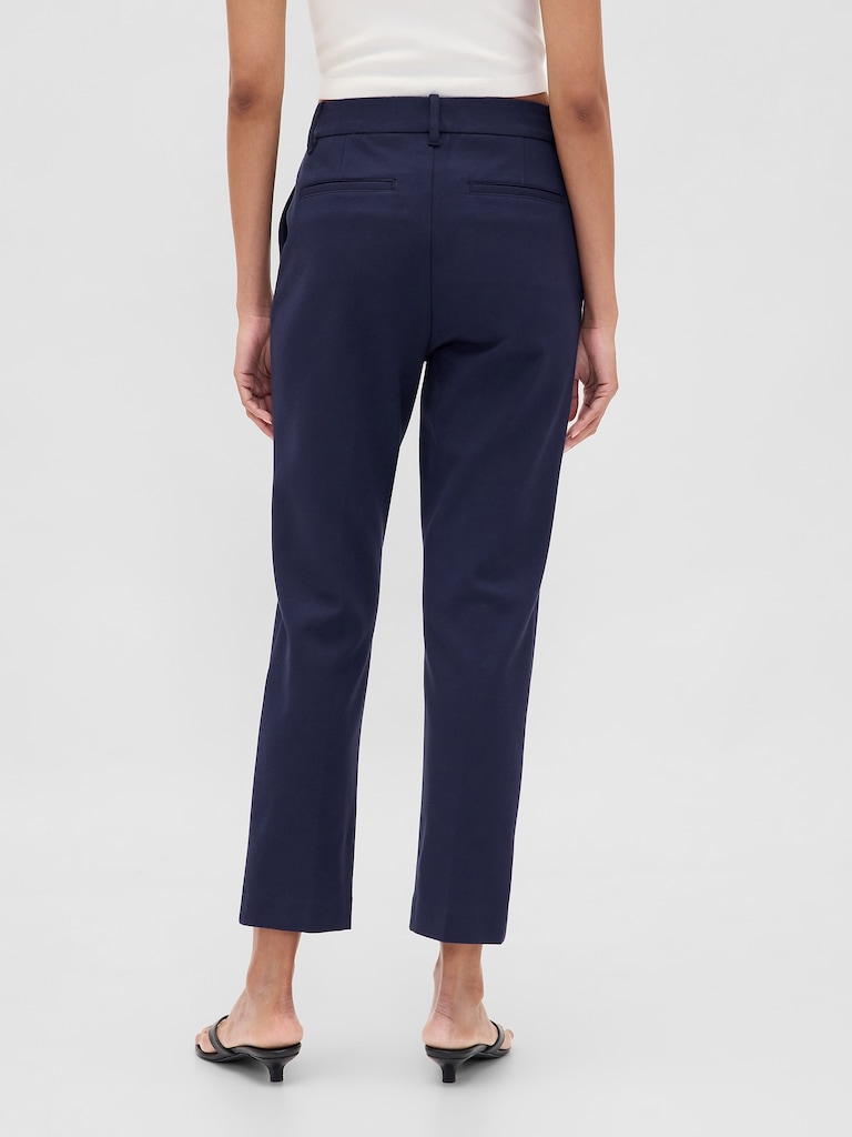 High Rise Double Knit Slim Crop Pants