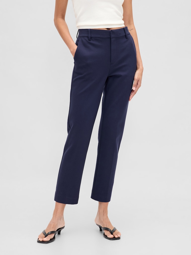 High Rise Double Knit Slim Crop Pants