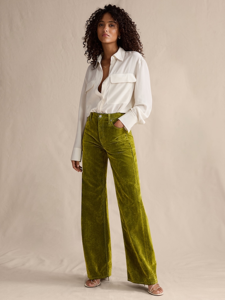 The Icon Classic Wide-Leg Flocked Jean