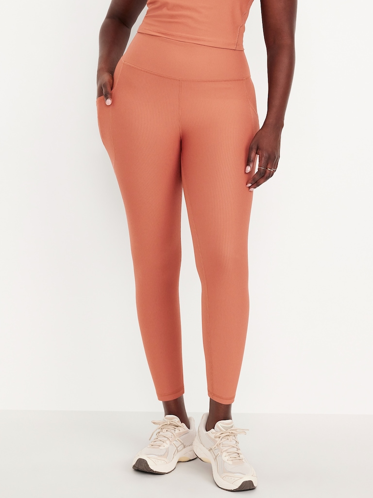 High-Waisted PowerSoft Ribbed Pocket Leggings