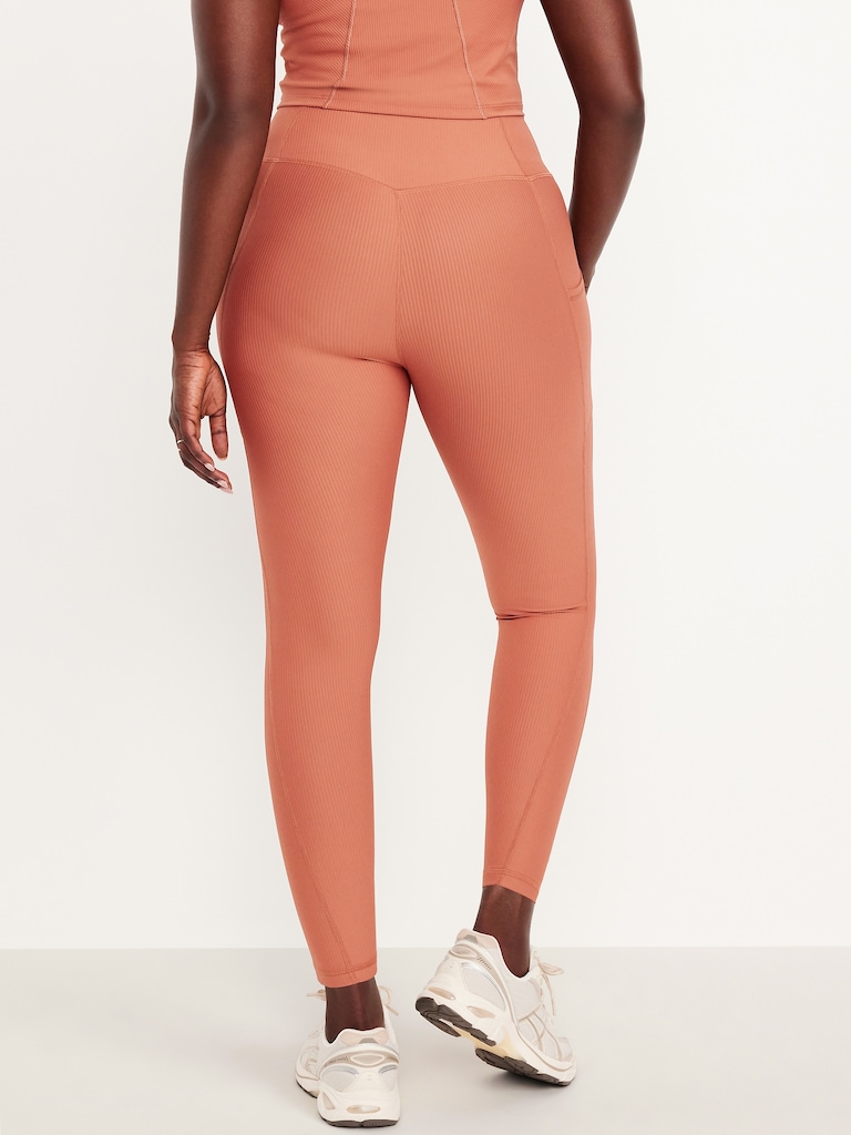 High-Waisted PowerSoft Ribbed Pocket Leggings