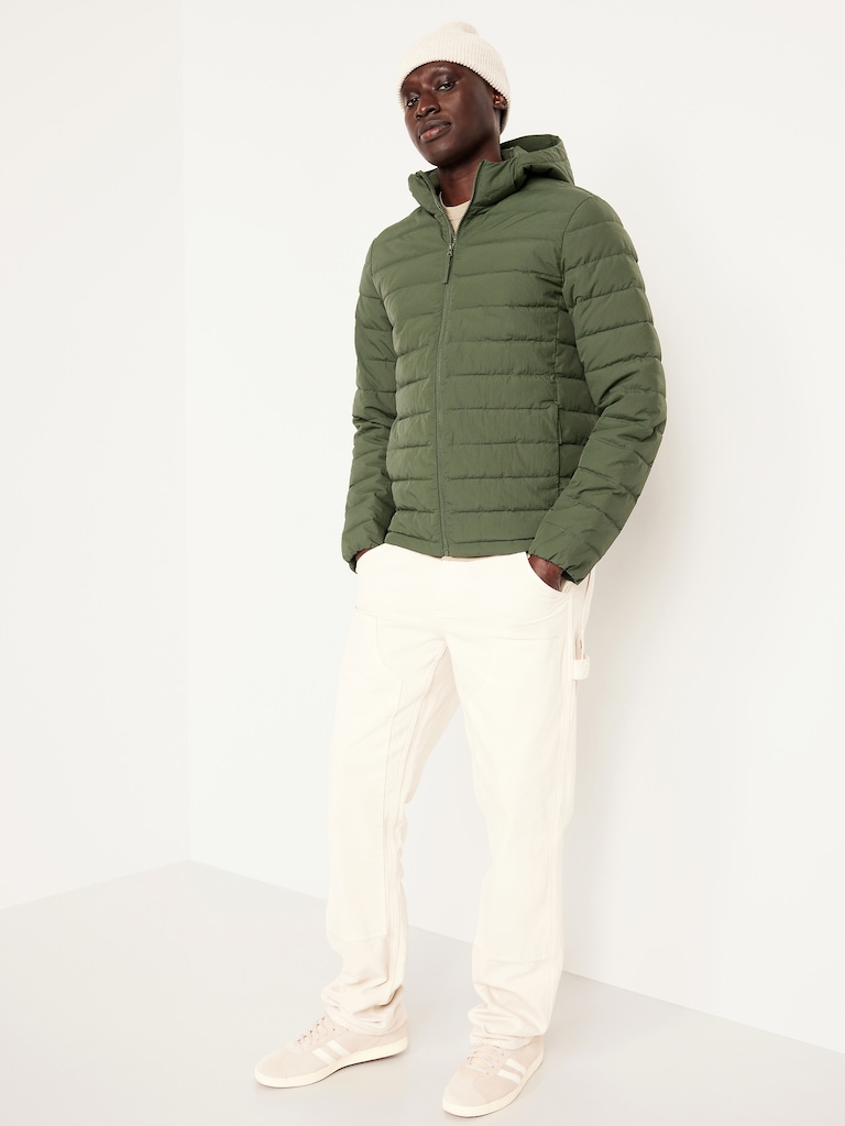 Water-Resistant Narrow-Channel Nylon Puffer Jacket