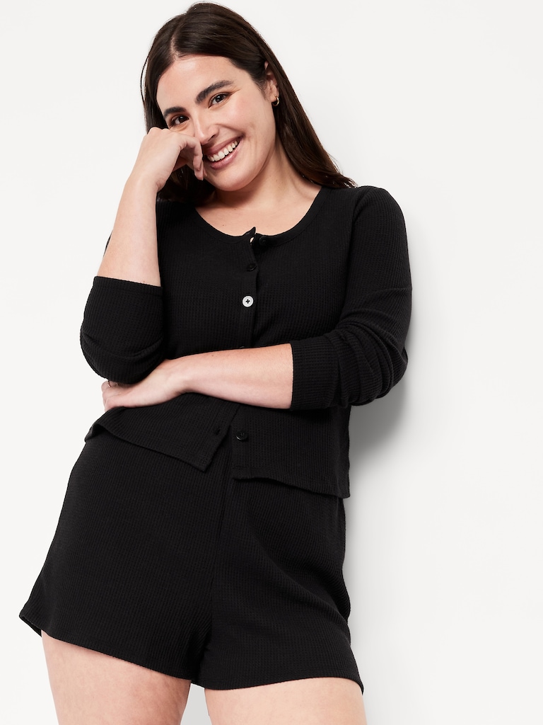 High-Waisted Cozy Waffle Pajama Shorts