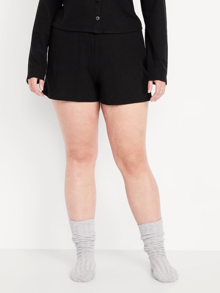 High-Waisted Cozy Waffle Pajama Shorts