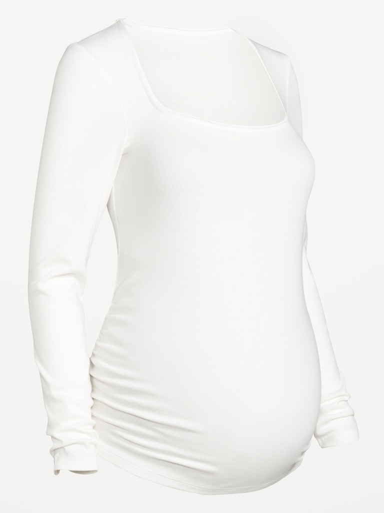 Maternity Long-Sleeve Trapeze-Neck T-Shirt