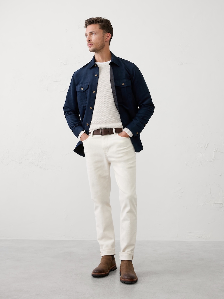 Relaxed-Fit Vegan Suede Overshirt