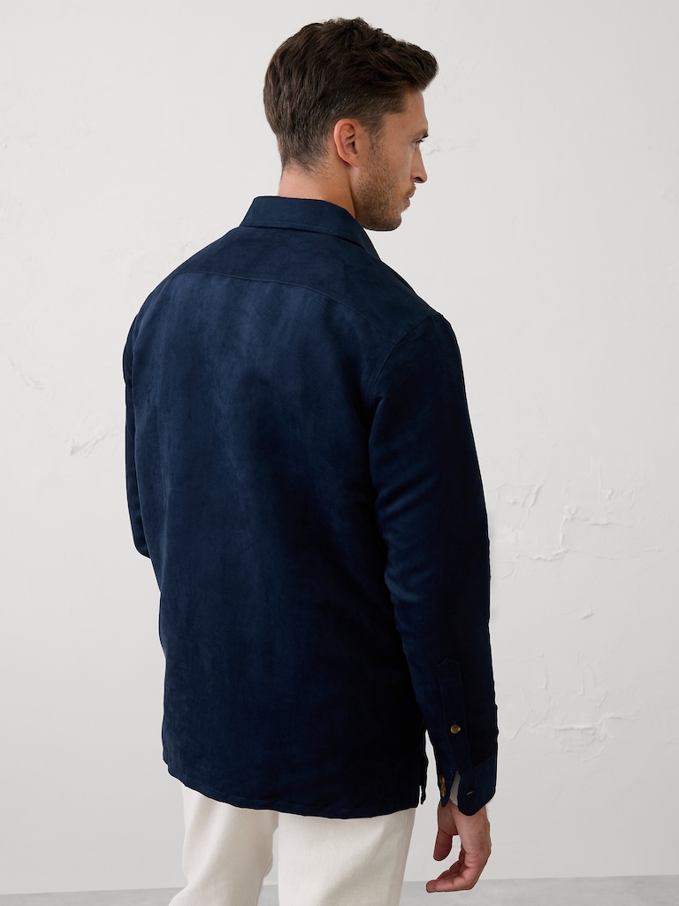Relaxed-Fit Vegan Suede Overshirt