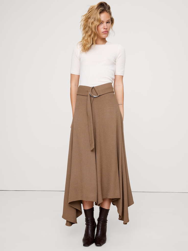 Pebbled Crepe Maxi Skirt