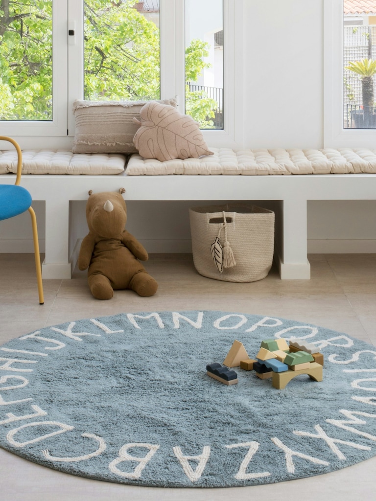 Lorena Canals Washable Rug ABC Natural Vintage Blue