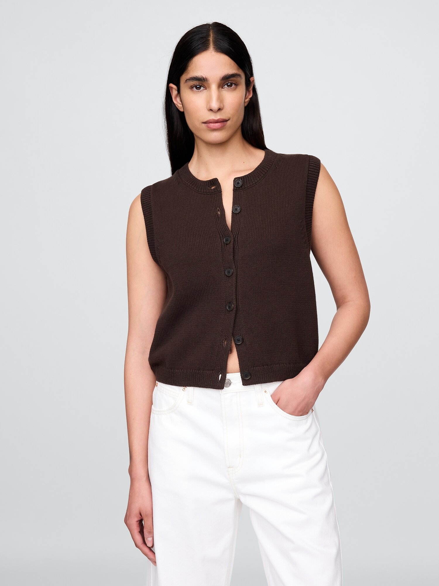 Cropped Cardigan Sweater Vest | Gap
