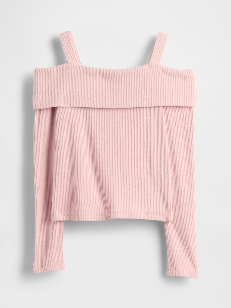 Kids Softspun Rib Off-Shoulder Sweater Top
