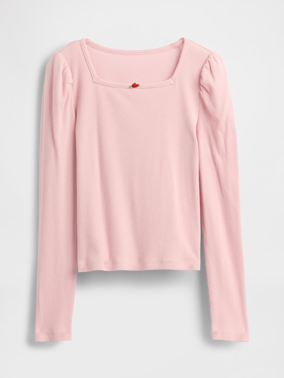 Kids Rib Puff-Sleeve Top