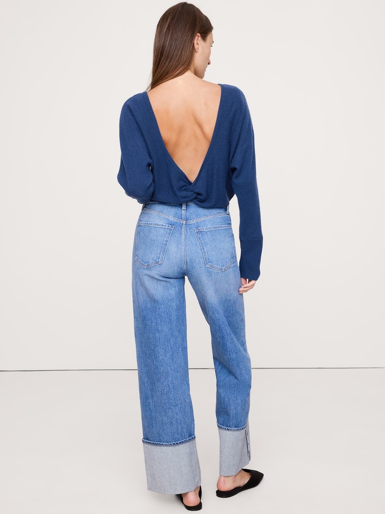 Lightweight Cashmere Twist-Back Sweater