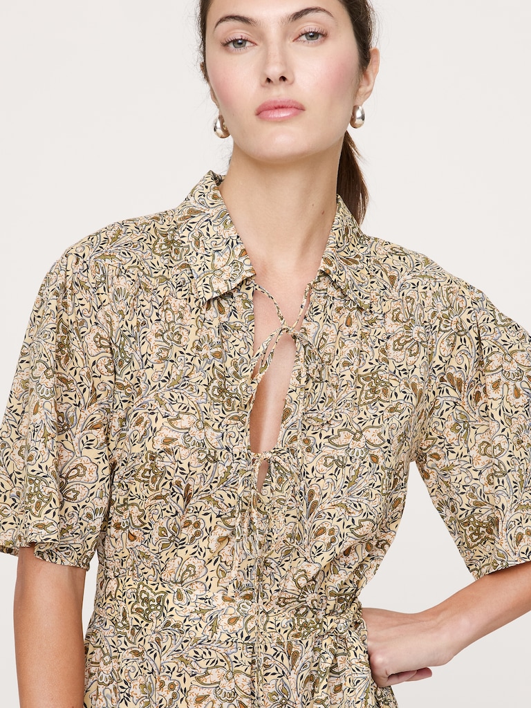 Cotton Tie-Front Shirt Dress