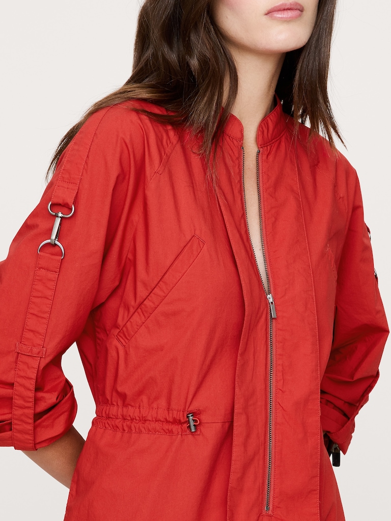 Cotton Poplin Zip Utility Cropped Jumpsuit