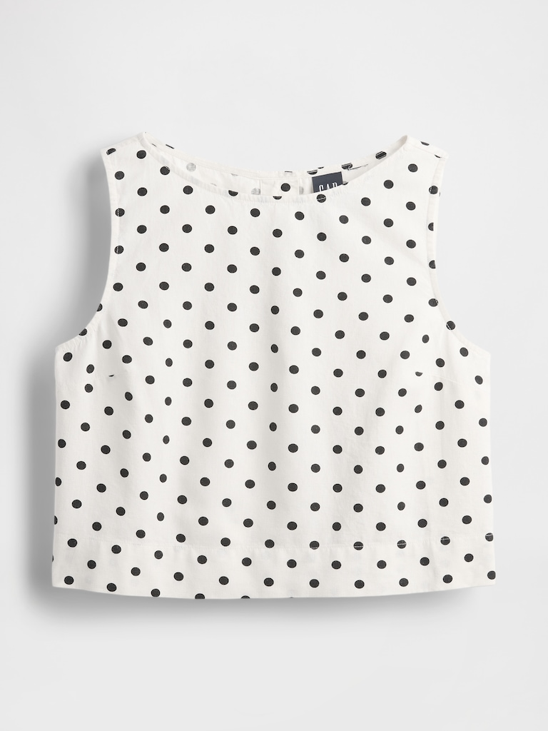 Linen-Blend Crop Shell Tank Top