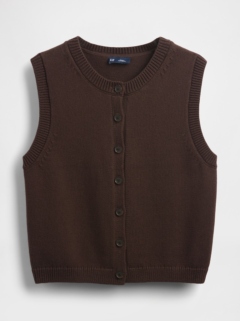 Cropped Cardigan Sweater Vest