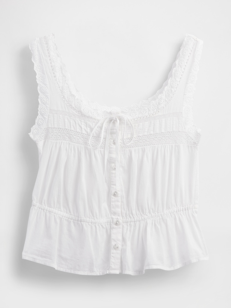 Lace-Trim Peplum Top
