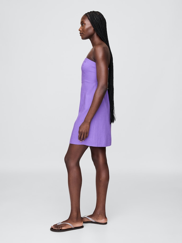 Linen-Blend Mini Dress