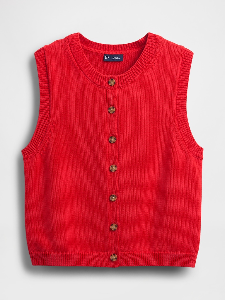 Cropped Cardigan Sweater Vest