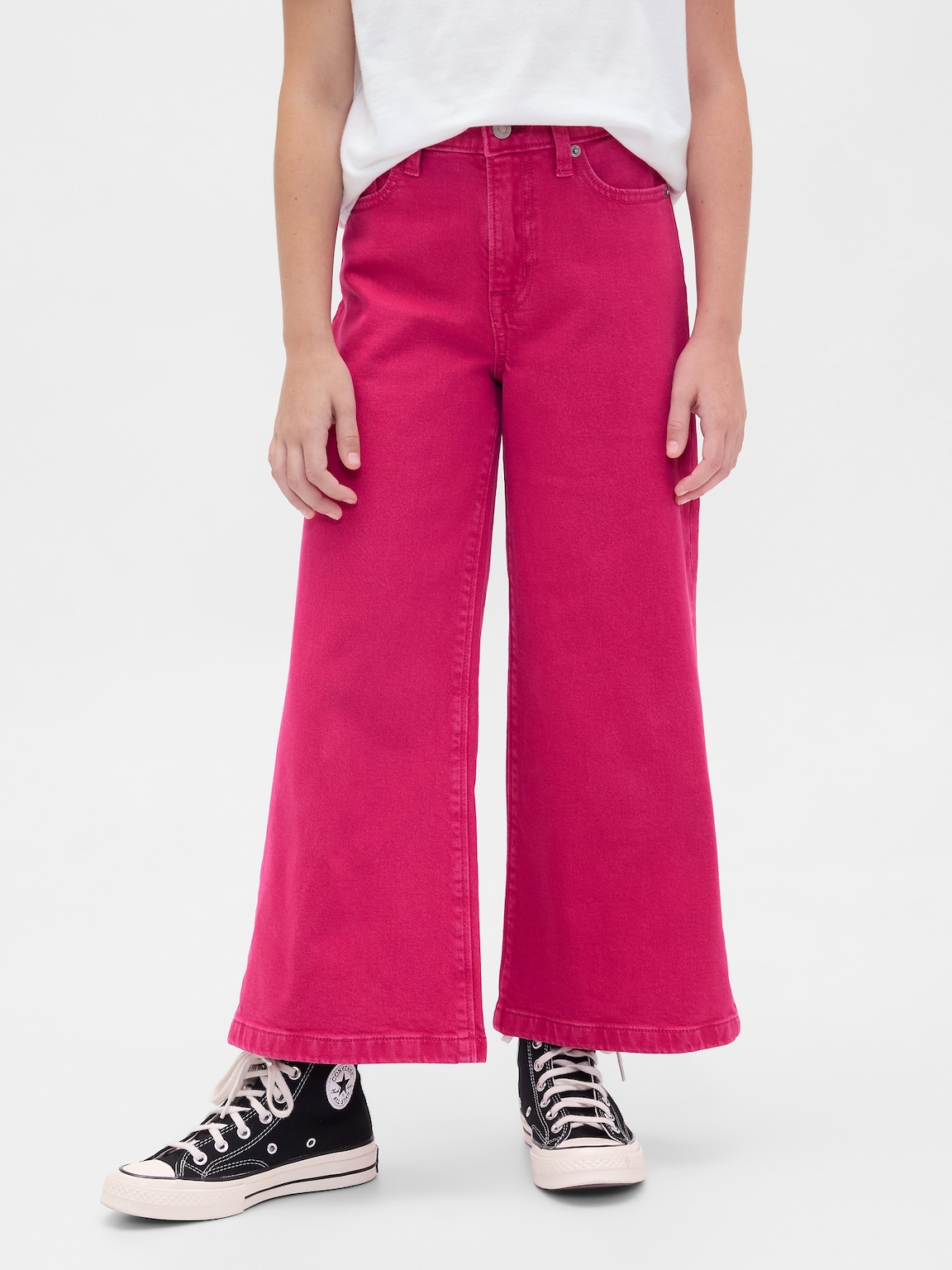 Kids High Rise Stride Wide-Leg Ankle Jeans