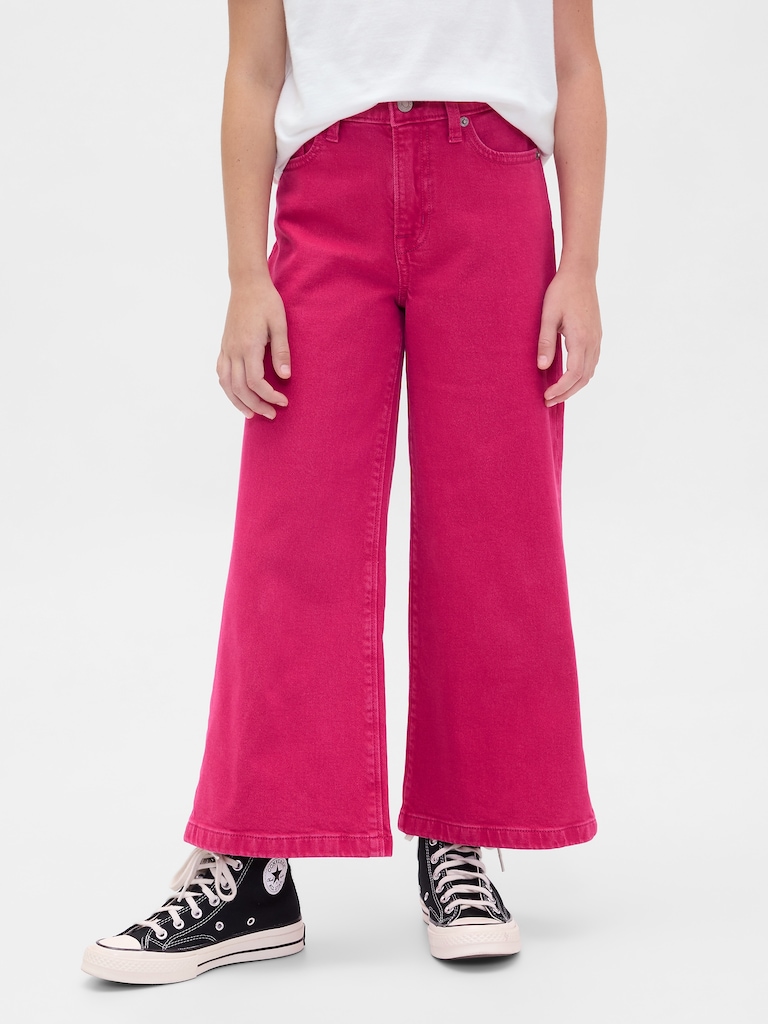 Kids High Rise Stride Wide-Leg Ankle Jeans