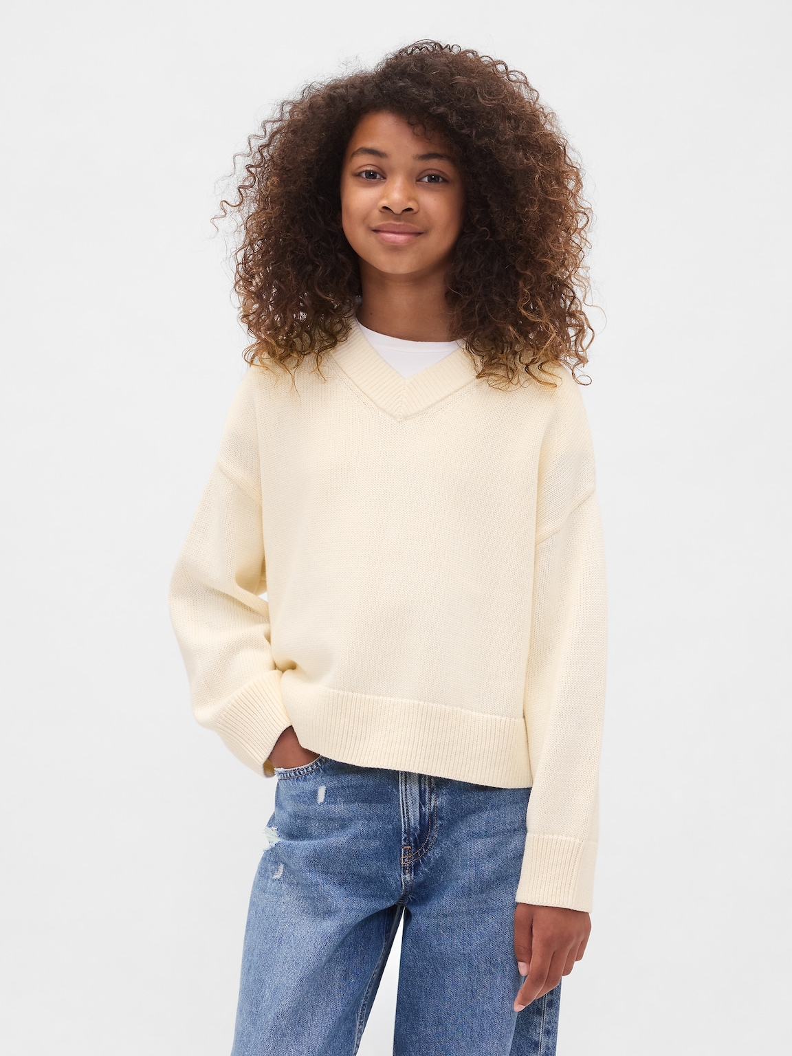Kids Boxy V-Neck Sweater