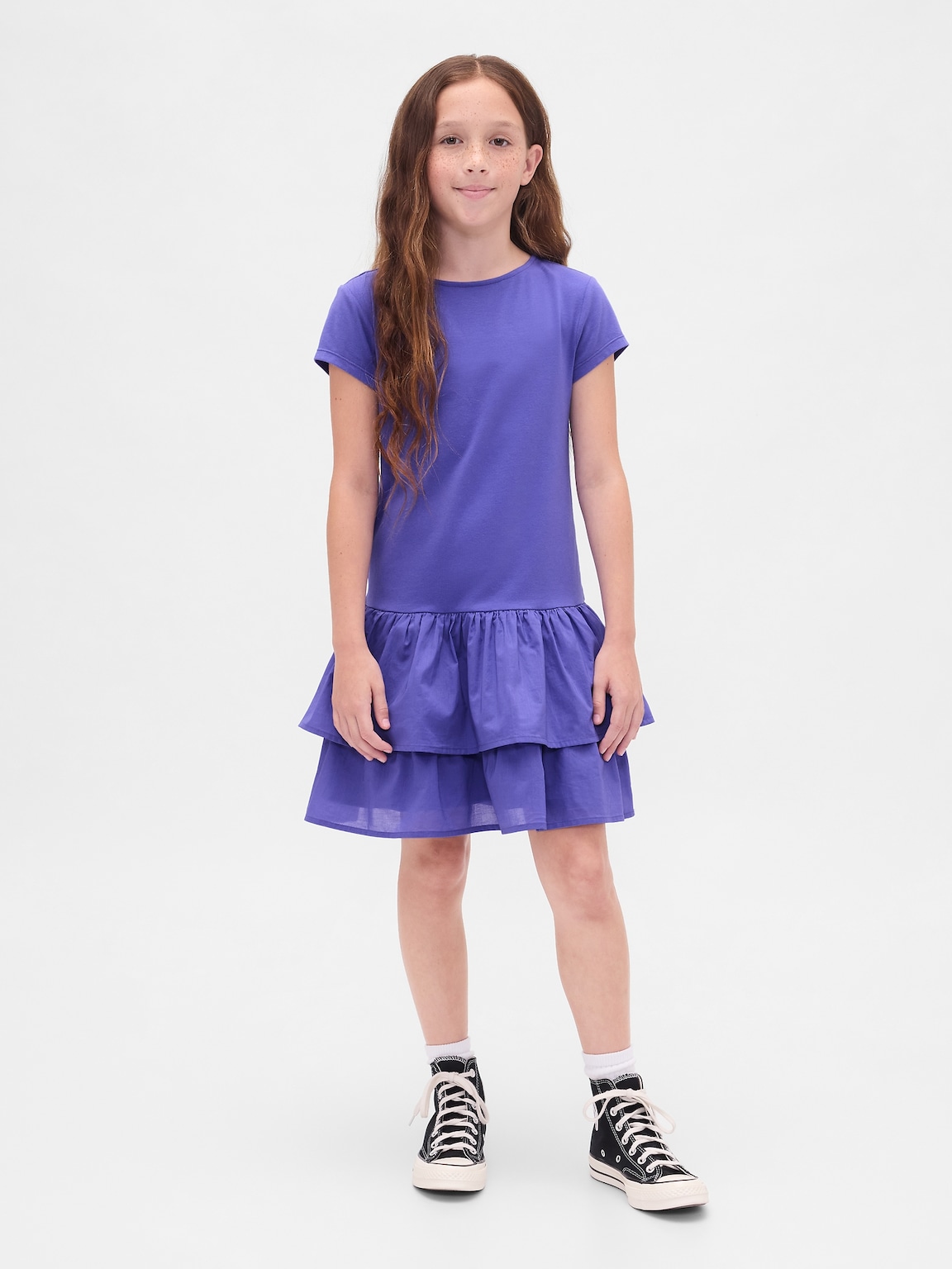 Kids Drop-Waist Ruffle Dress
