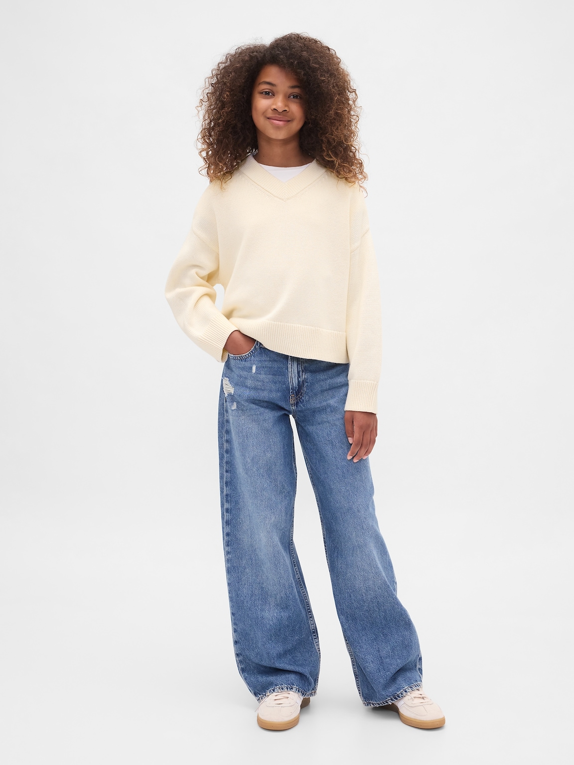 Kids Boxy V-Neck Sweater