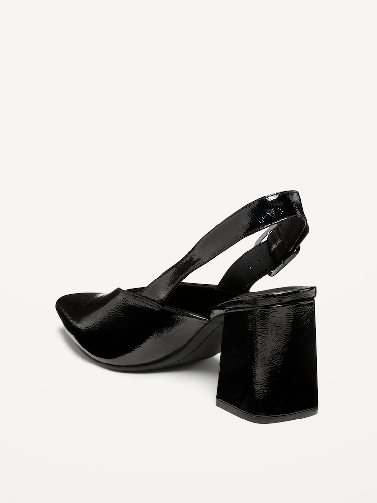 Faux-Leather Slingback Heels for Women