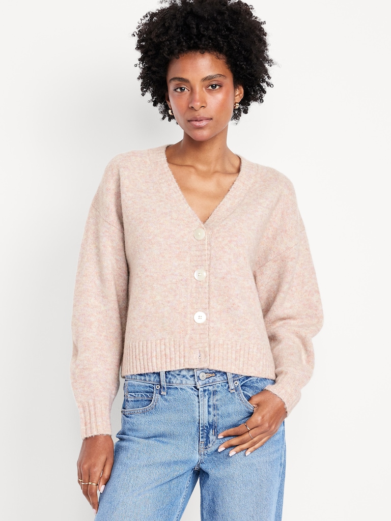 Slouchy Wool-Blend Cardigan Sweater