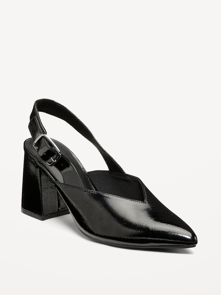 Faux-Leather Slingback Heels for Women