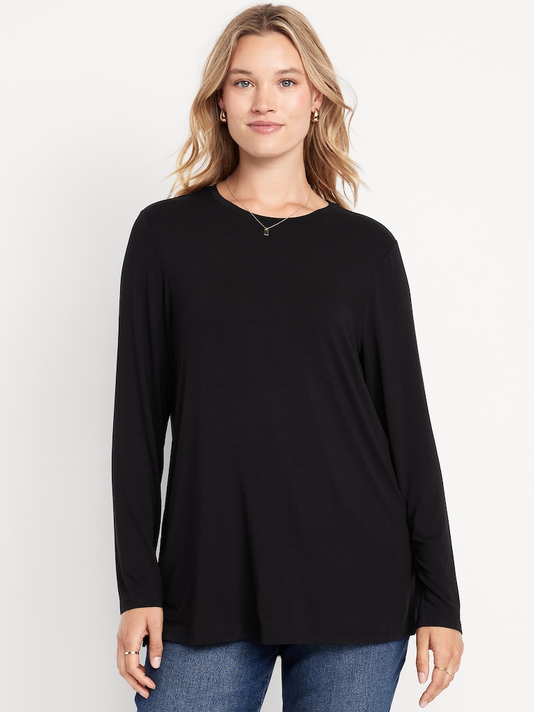 Luxe Long-Sleeve Crew-Neck Tunic
