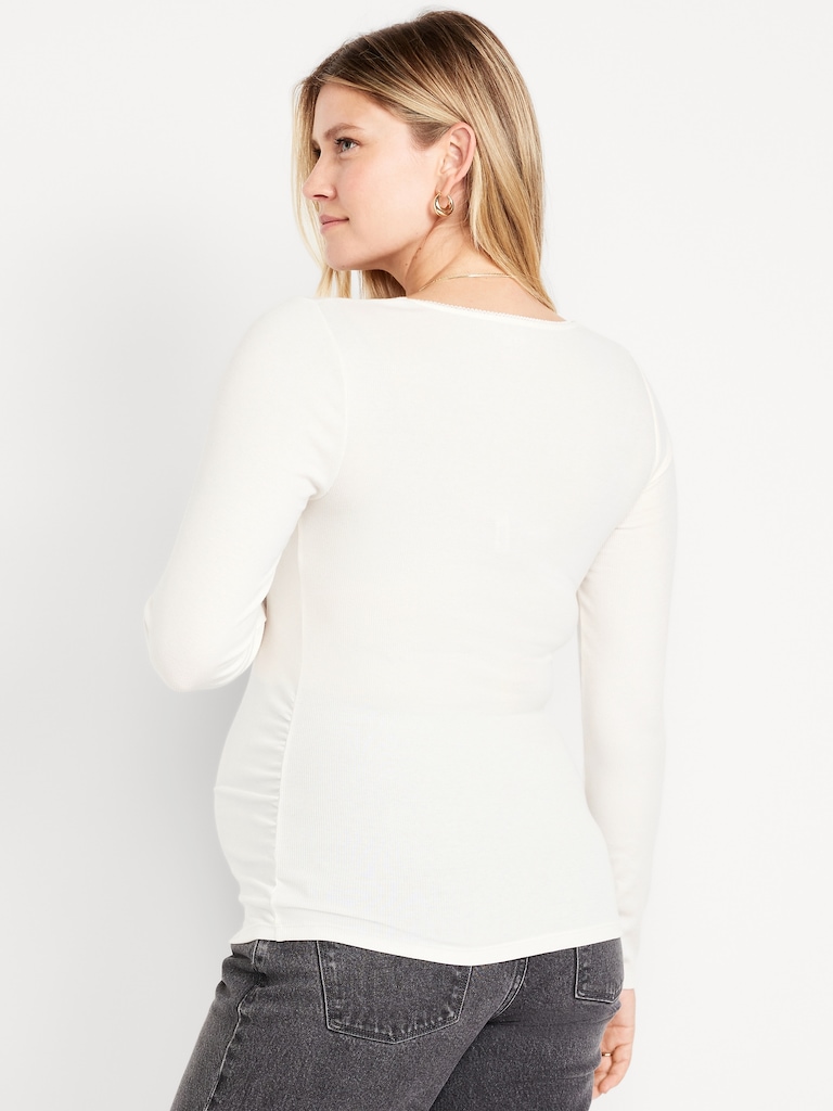 Maternity Long-Sleeve Trapeze-Neck T-Shirt