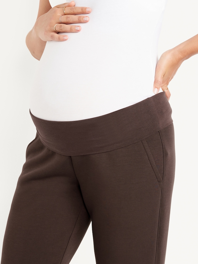 Maternity Bounce Fleece Rollover-Waist Jogger Sweatpants