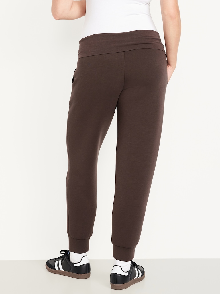 Maternity Bounce Fleece Rollover-Waist Jogger Sweatpants