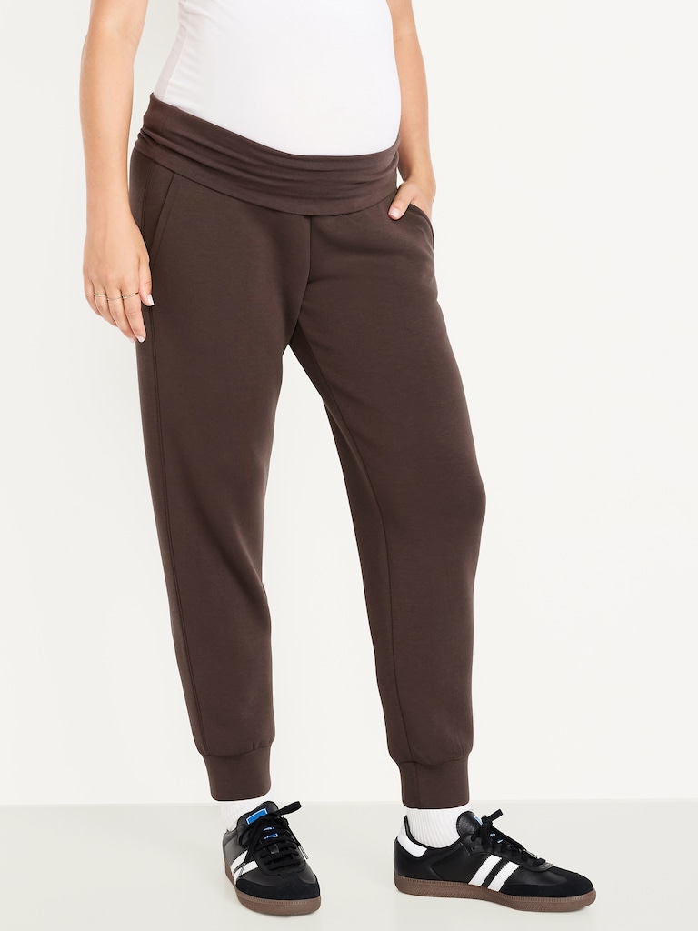 Maternity Bounce Fleece Rollover-Waist Jogger Sweatpants