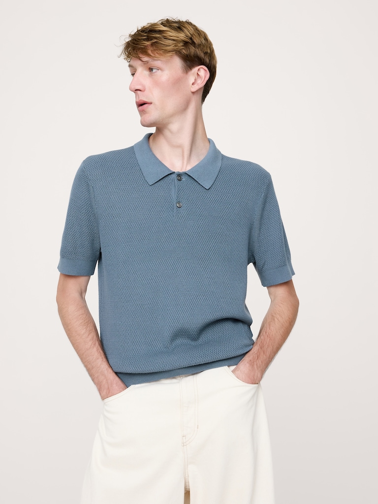 Cotton Mesh Sweater Polo